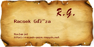 Racsek Géza névjegykártya